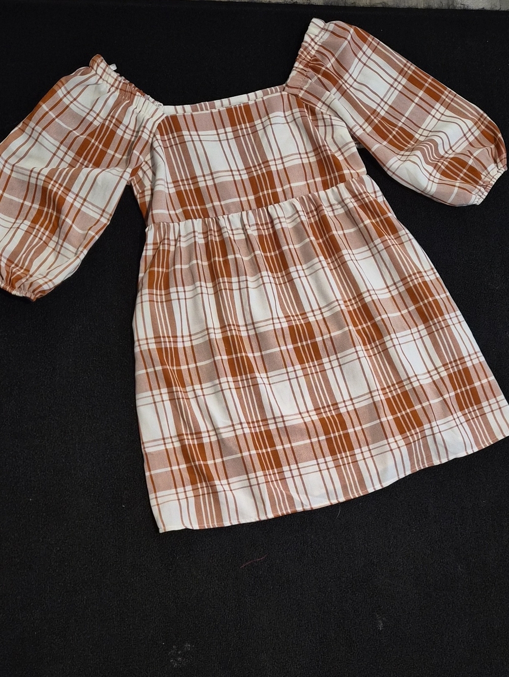 Rust And Creme Plaid Dress